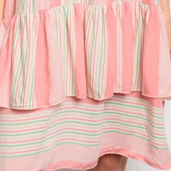 Pink & Green Tiered Halter Multi Dress - Picture 5 of 13